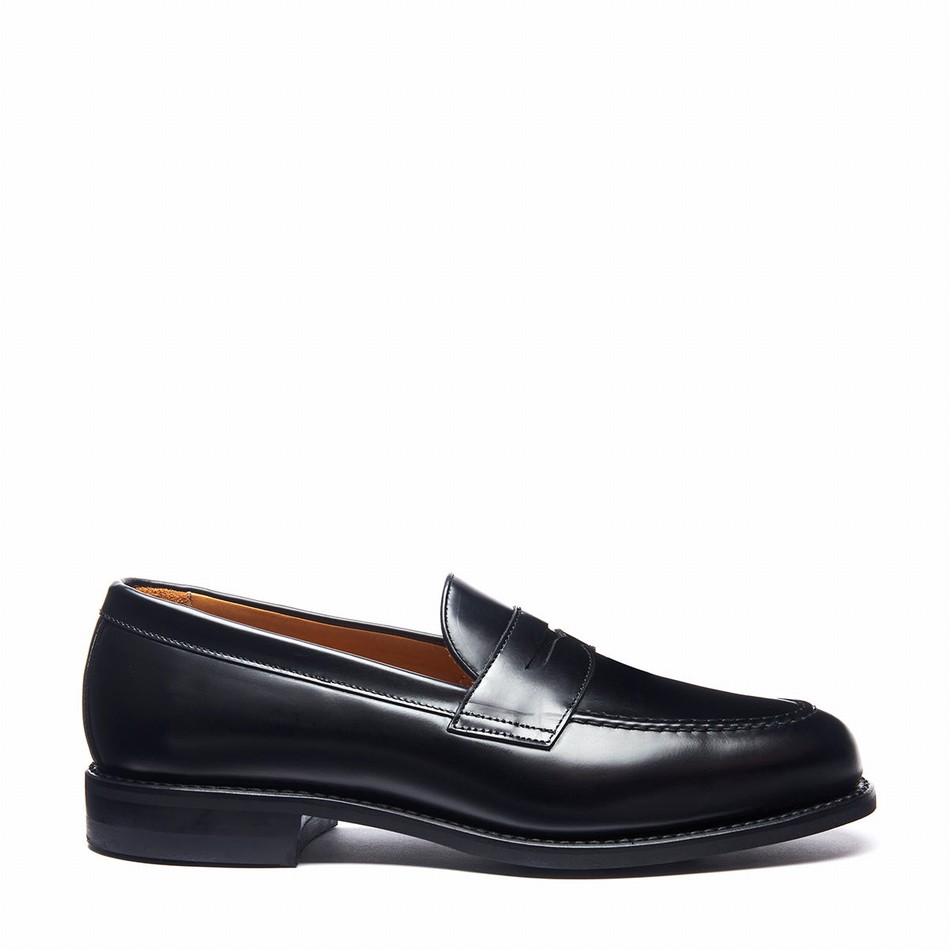 Solovair Hi Shine Penny Uomo Mocassini Nere | 970-025-060