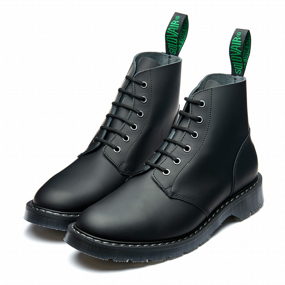 Solovair Matte 6 Eye Uomo Stivali Astronauti Nere | S6-969-BK-MT-G-030