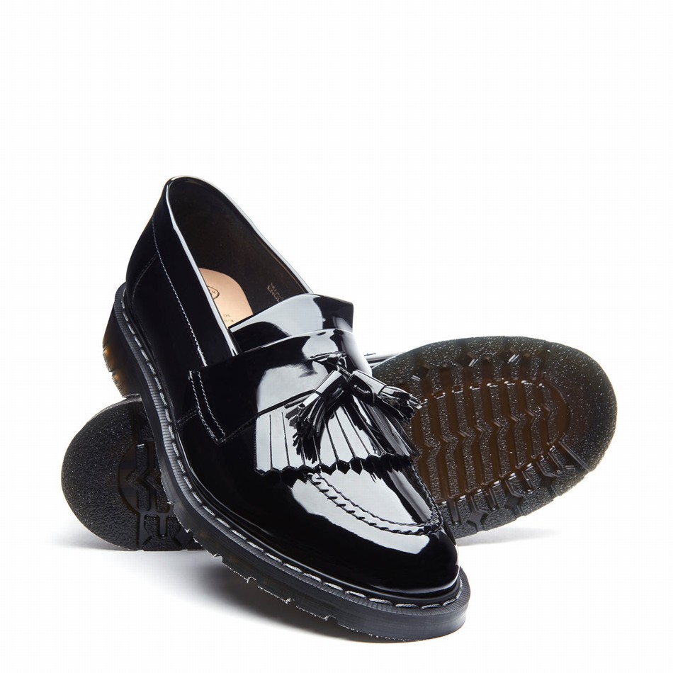 Solovair Patent Tassel Uomo Mocassini Nere | S0-1022-BK-PT-G-030