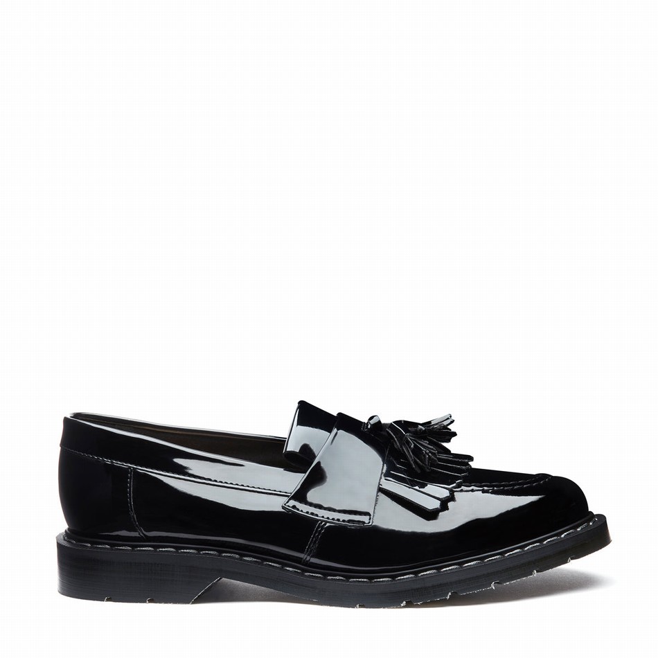 Solovair Patent Tassel Uomo Mocassini Nere | S0-1022-BK-PT-G-030