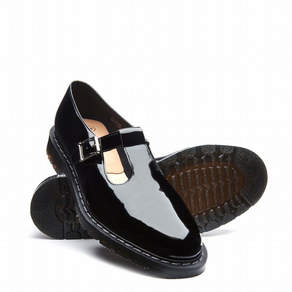 Solovair Patent Uomo Scarpe Mary Jane Nere | S0-393-BK-PT-G-030
