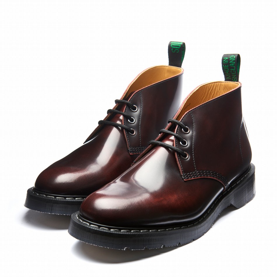 Solovair Rub-Off 3 Eye Uomo Stivali Chukka Bordeaux | S3-080-BUR-G-035