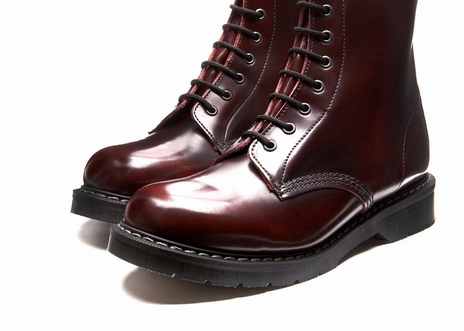 Solovair Rub-Off 8 Eye Uomo Stivali Derby Bordeaux | S8-551-BUR-G-030
