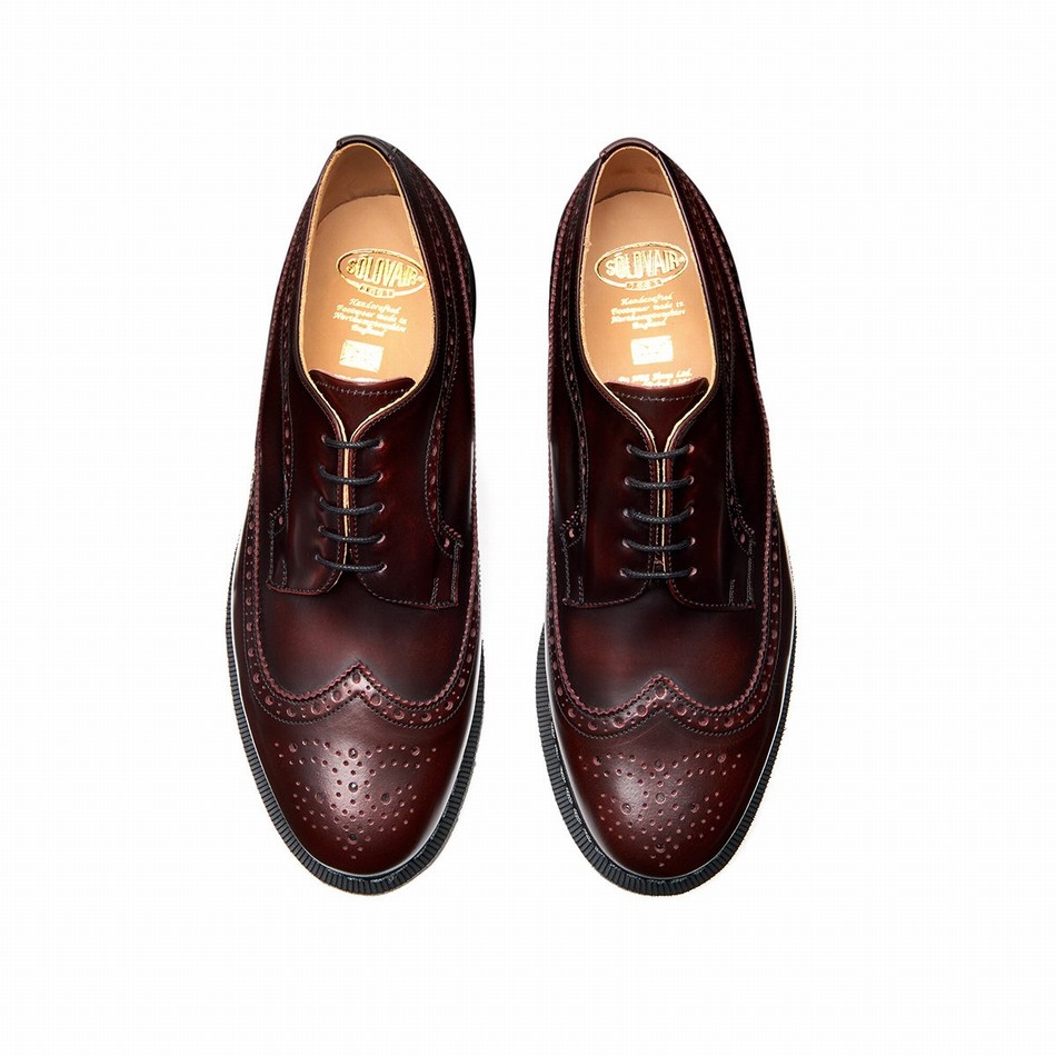 Solovair Rub-Off American Donna Scarpe Brogue Bordeaux | S5-812-BUR-G-030