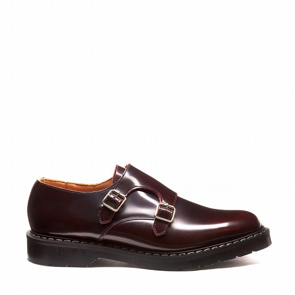 Solovair Rub-Off Double Buckle Uomo Scarpe Monk Bordeaux | S0-157-BUR-G-030