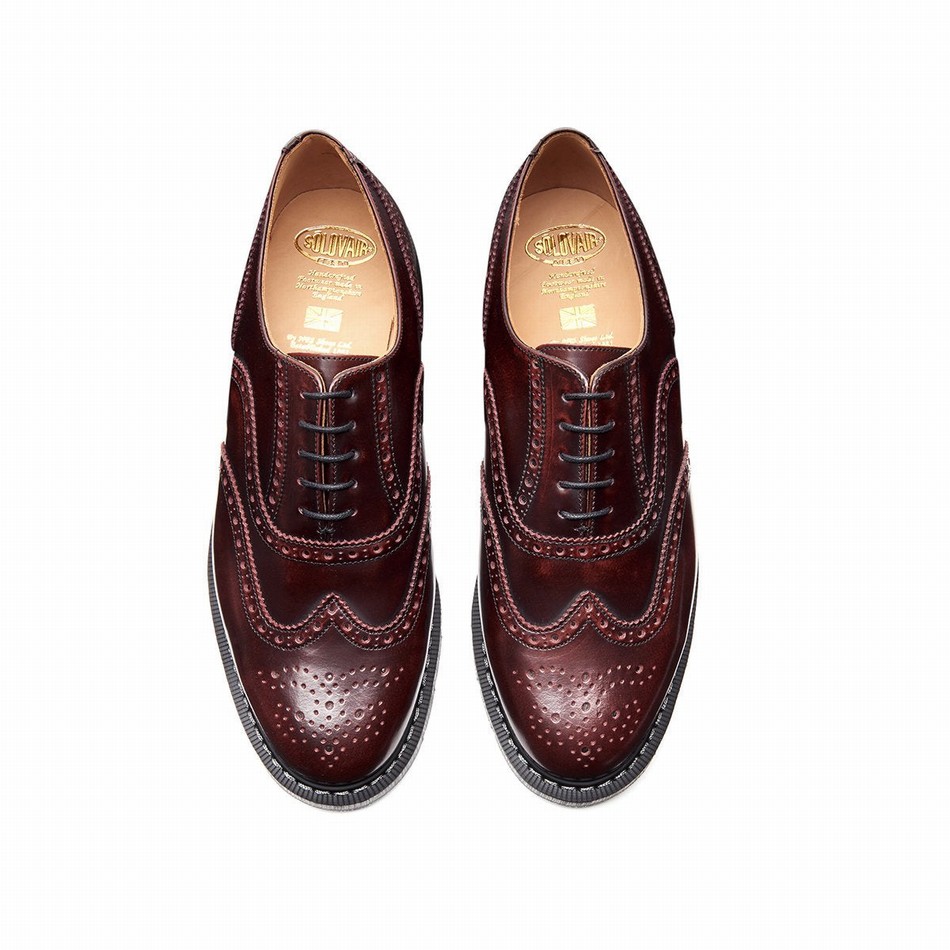 Solovair Rub-Off English Donna Scarpe Brogue Bordeaux | S5-811-BUR-G-030