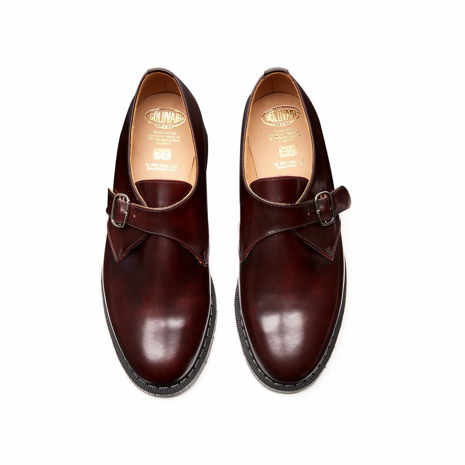 Solovair Rub-Off Single Buckle Uomo Scarpe Monk Bordeaux | S0-060-BUR-G-035