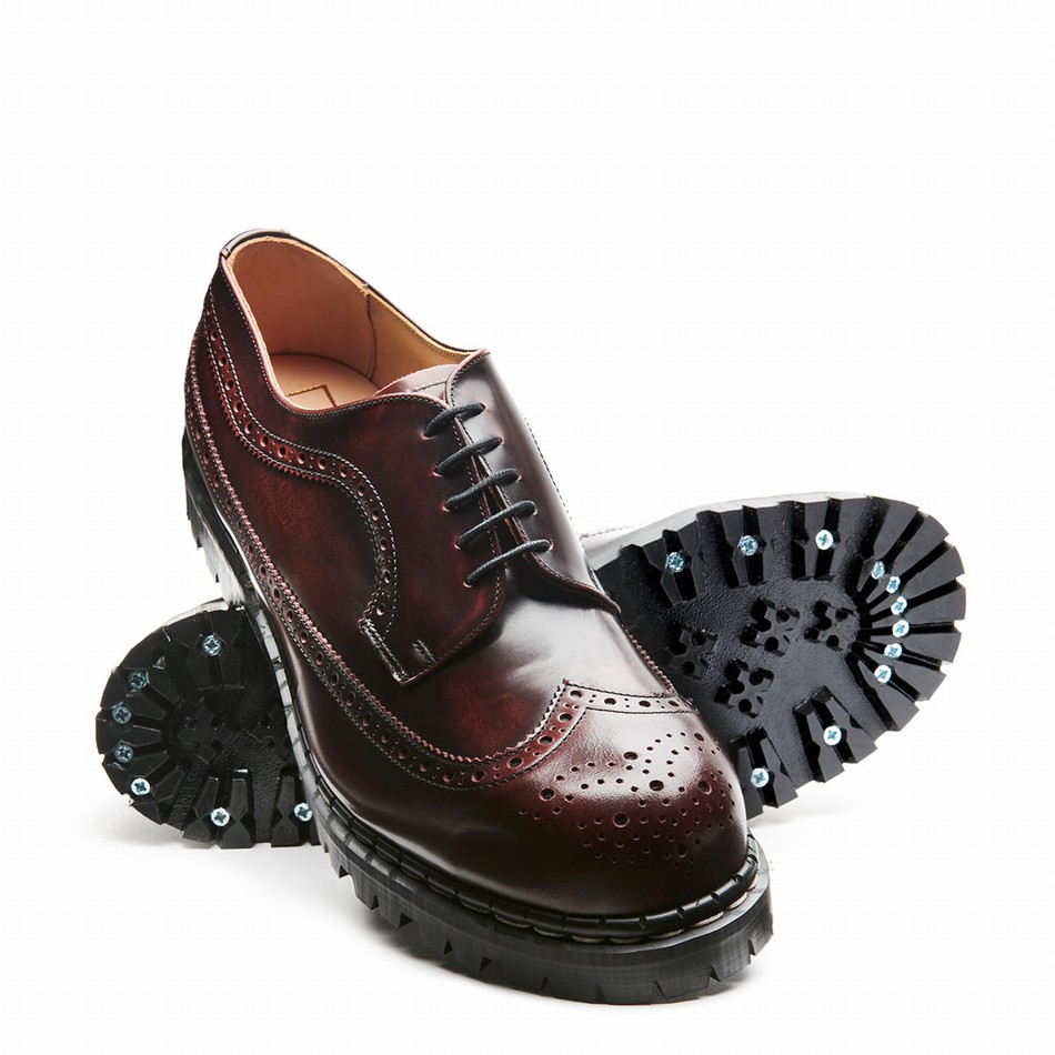Solovair Rub-Off Steel Toe American Uomo Scarpe Brogue Bordeaux | GF5-1812-BUR-RO-030