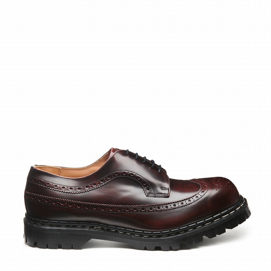 Solovair Rub-Off Steel Toe American Uomo Scarpe Brogue Bordeaux | GF5-1812-BUR-RO-030