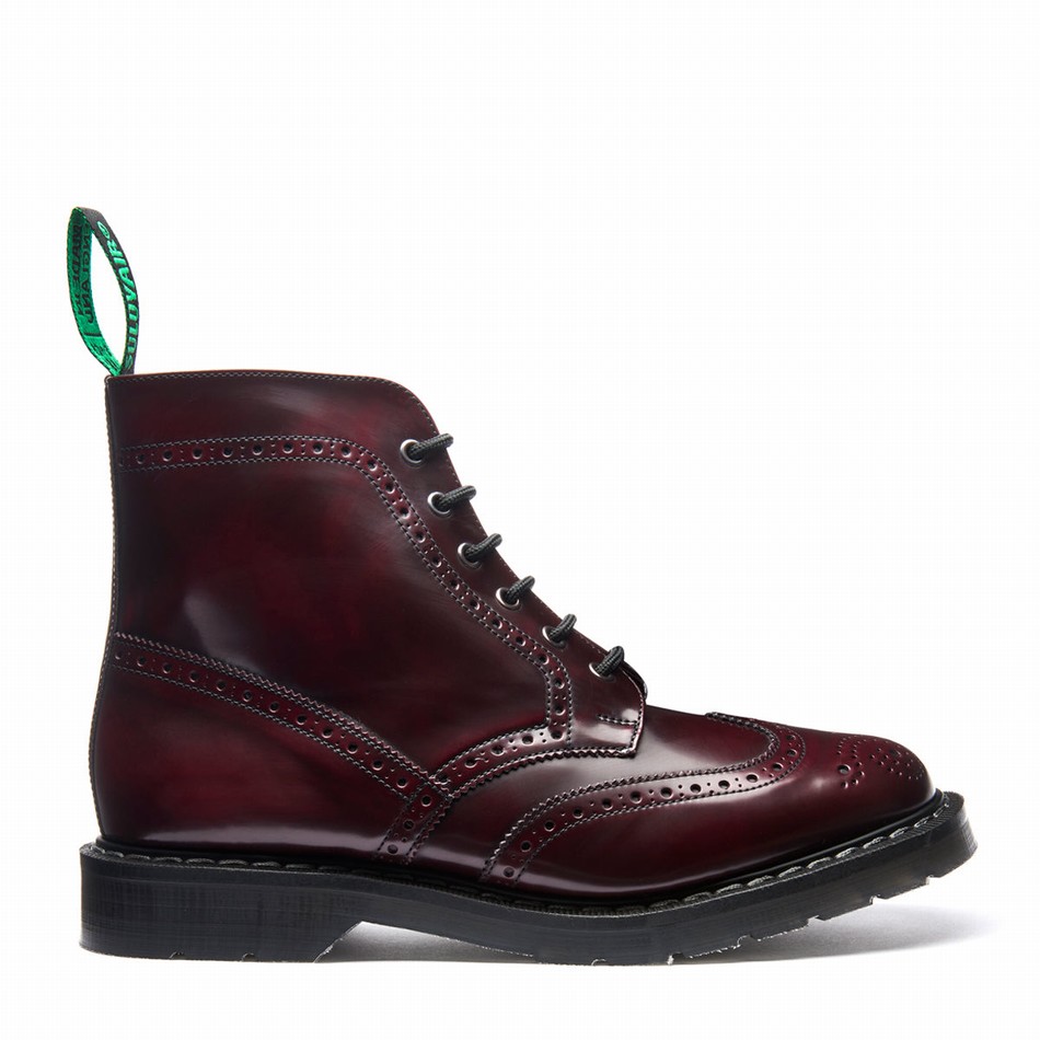 Solovair Rub Off Vegan 6 Eye Derby Uomo Stivali Brogue Rosse | VS6-019-CR-RO-VEG-G-050