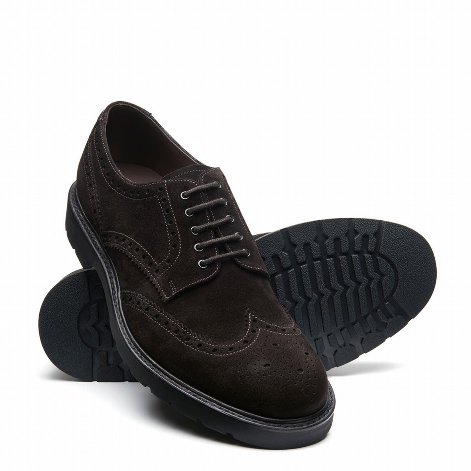 Solovair Suede 5 Eye Gibson Uomo Scarpe Brogue Marroni | LS5-813-BN-SUE-B-060