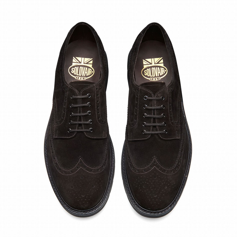 Solovair Suede 5 Eye Gibson Uomo Scarpe Brogue Marroni | LS5-813-BN-SUE-B-060