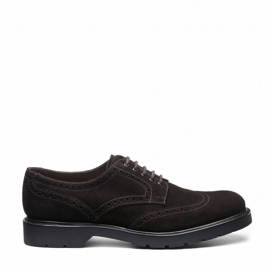 Solovair Suede 5 Eye Gibson Uomo Scarpe Brogue Marroni | LS5-813-BN-SUE-B-060