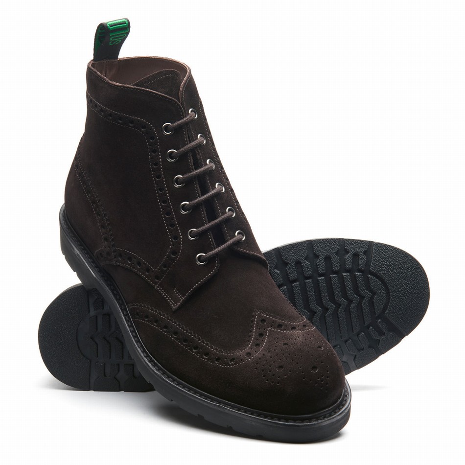 Solovair Suede 6 Eye Derby Uomo Stivali Brogue Marroni | LS6-019-BN-SUE-B-060