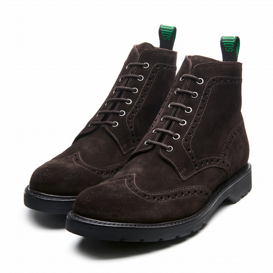 Solovair Suede 6 Eye Derby Uomo Stivali Brogue Marroni | LS6-019-BN-SUE-B-060