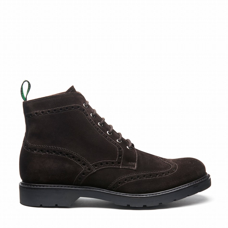 Solovair Suede 6 Eye Derby Uomo Stivali Brogue Marroni | LS6-019-BN-SUE-B-060