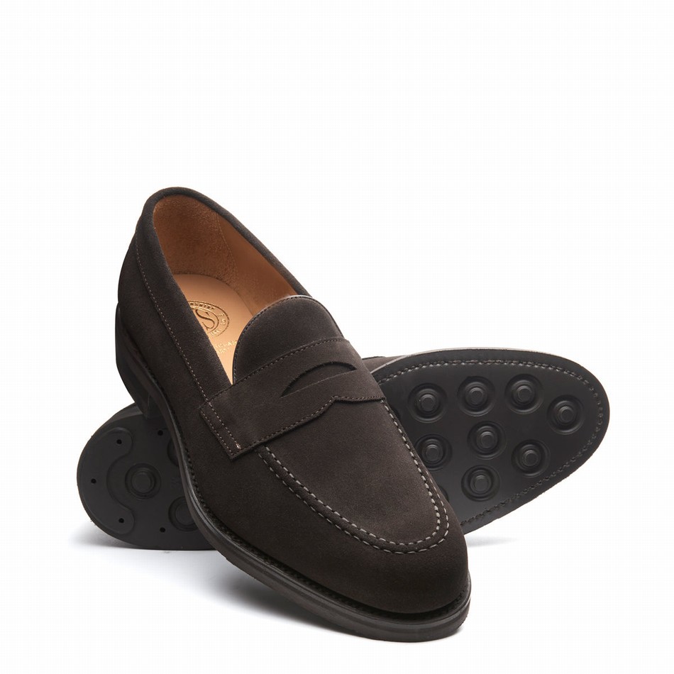 Solovair Suede Penny Uomo Mocassini Marroni | 970-BN-SUE-060