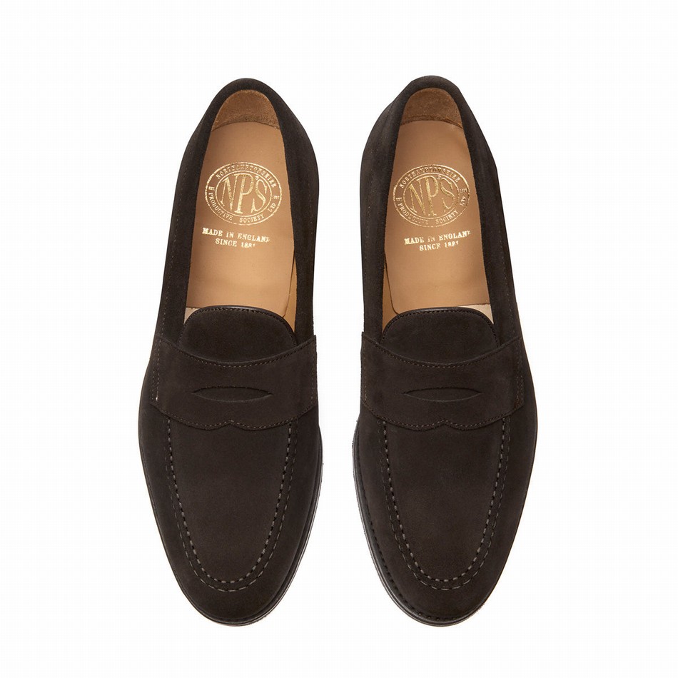 Solovair Suede Penny Uomo Mocassini Marroni | 970-BN-SUE-060