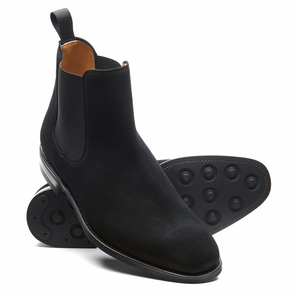 Solovair Suede Uomo Stivaletti Chelsea Nere | 101-BK-SUE-060