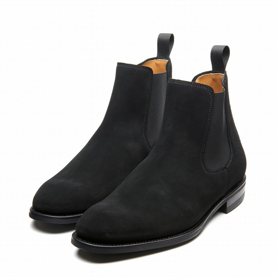 Solovair Suede Uomo Stivaletti Chelsea Nere | 101-BK-SUE-060