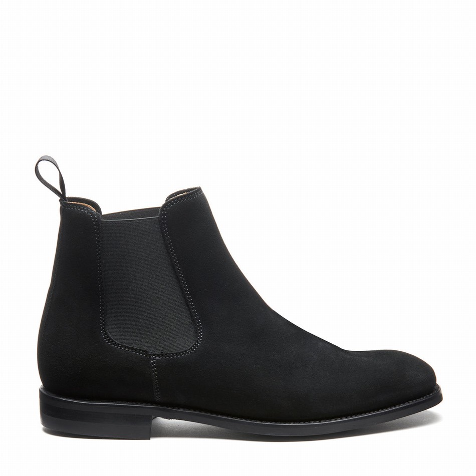 Solovair Suede Uomo Stivaletti Chelsea Nere | 101-BK-SUE-060