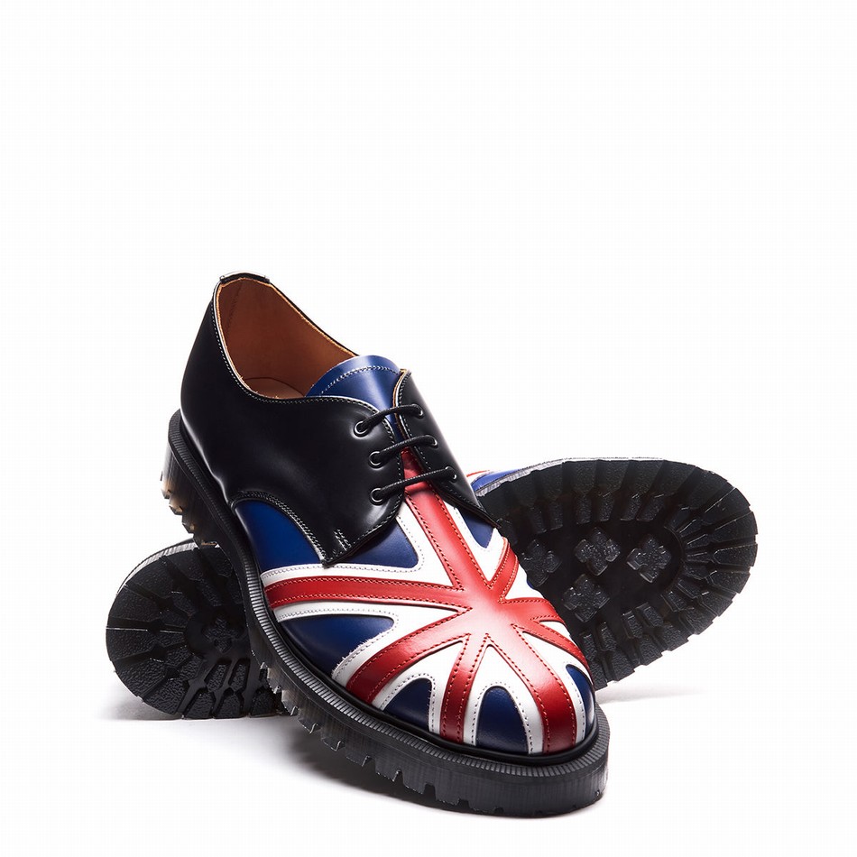Solovair Union Jack Uomo Scarpe Gibson Nere | 3-995-UJ-060