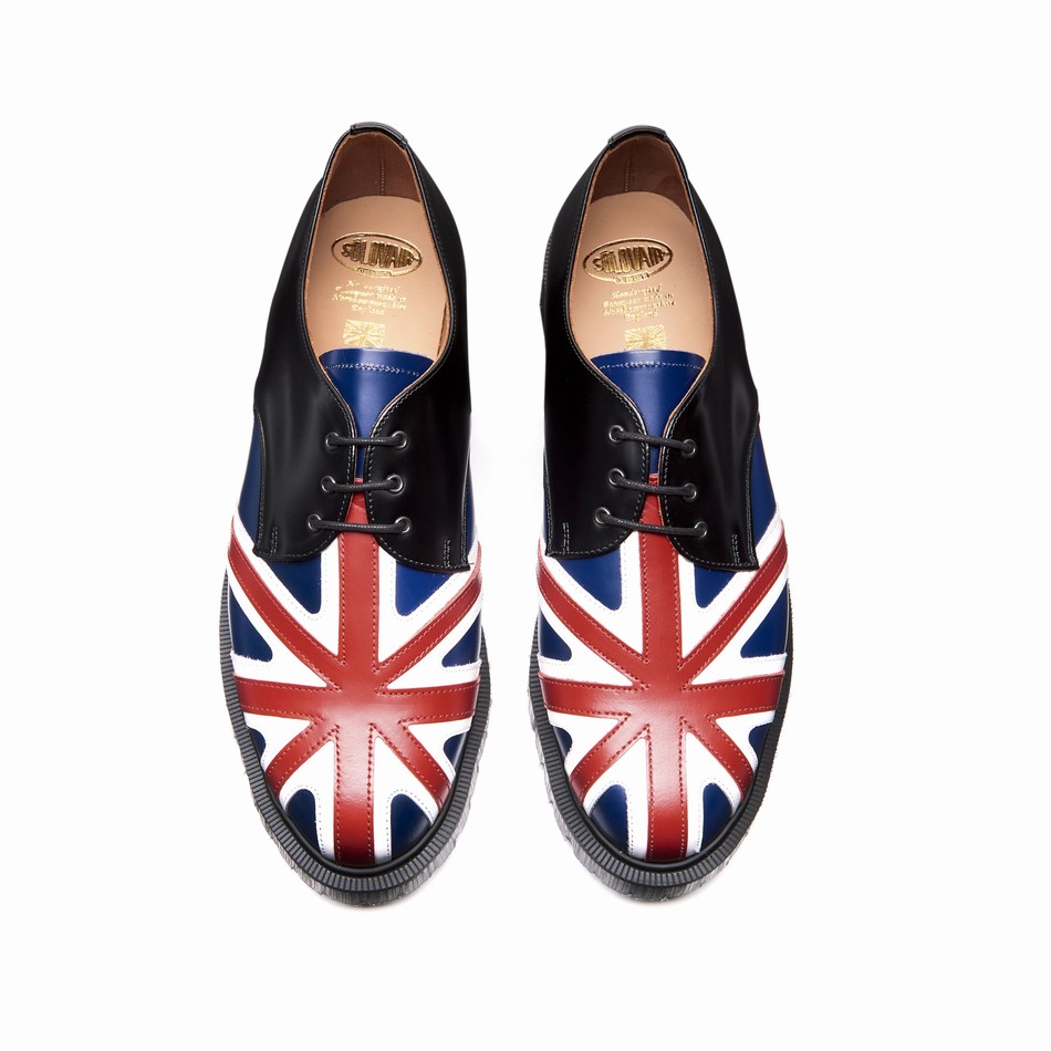 Solovair Union Jack Uomo Scarpe Gibson Nere | 3-995-UJ-060
