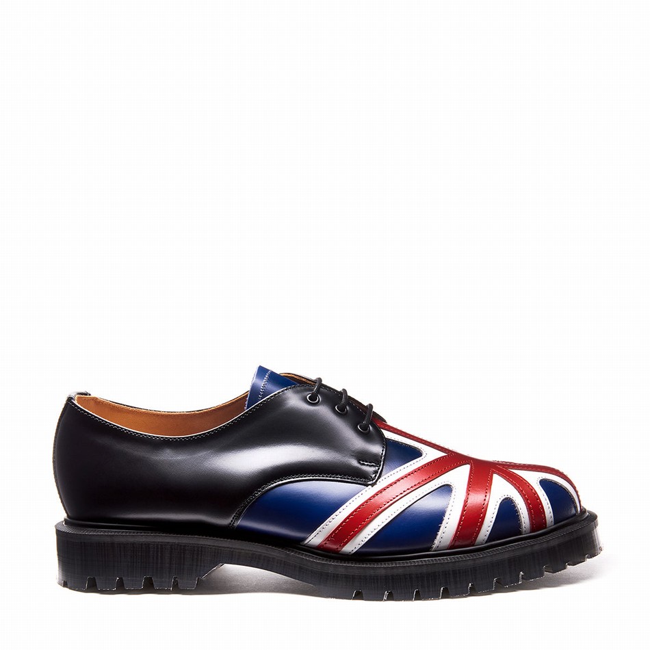 Solovair Union Jack Uomo Scarpe Gibson Nere | 3-995-UJ-060