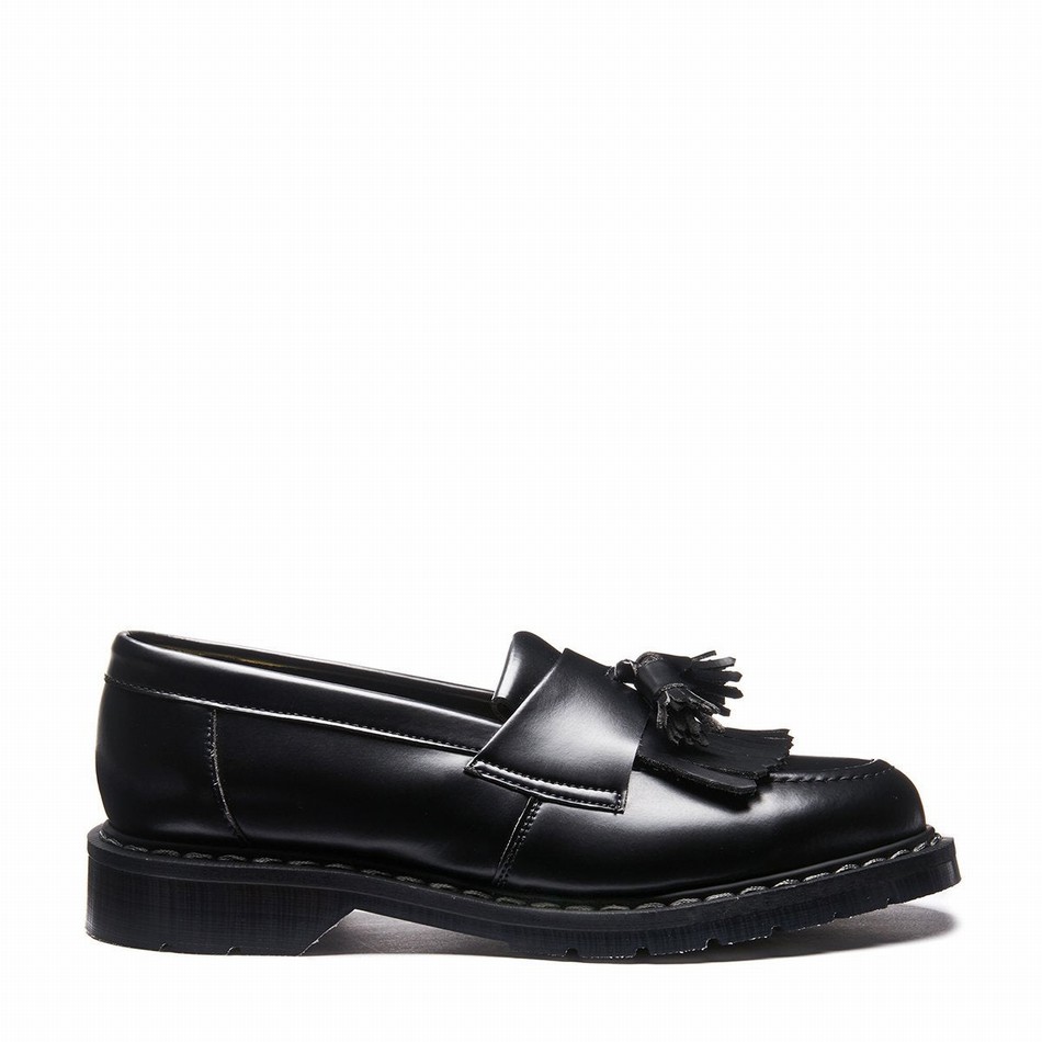 Solovair Vegan Hi-Shine Tassel Donna Mocassini Nere | VS0-1022-BK-VEG-G-040