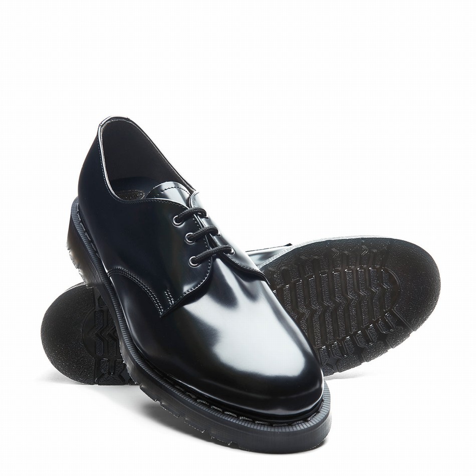 Solovair Vegan Hi-Shine Uomo Scarpe Gibson Nere | VS3-995-BK-SM-VEG-G-035