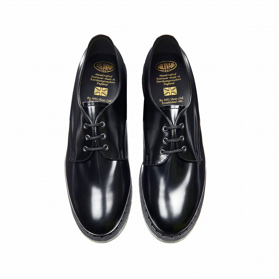 Solovair Vegan Hi-Shine Uomo Scarpe Gibson Nere | VS3-995-BK-SM-VEG-G-035