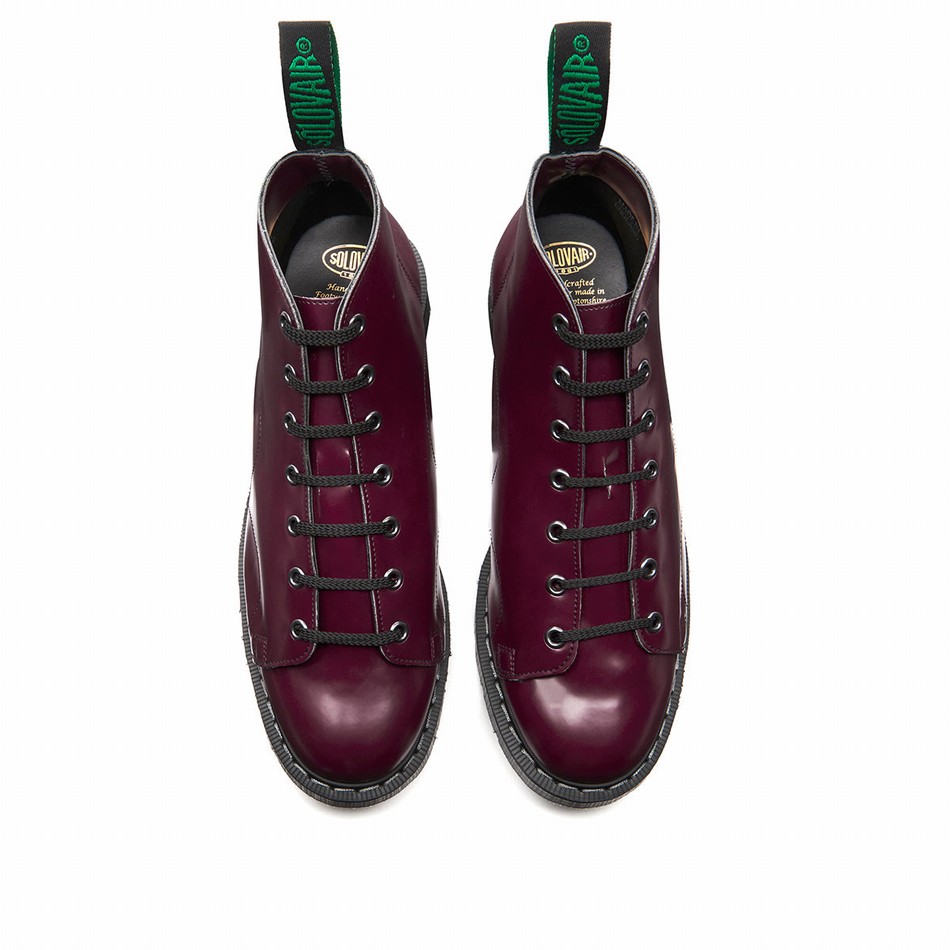 Solovair Vegan Hi-Shine Uomo Stivali Da Scimmia Rosse | VS7-116-OX-VEG-G-030