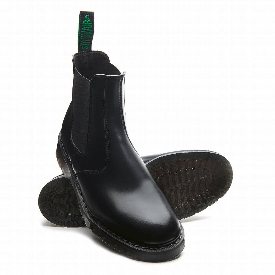 Solovair Vegan Hi-Shine Uomo Stivali Dealer Nere | VS0-900-BK-SM-VEG-G-030