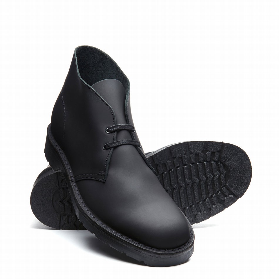 Solovair Waxy Uomo Stivali Chukka Nere | 103-357-060
