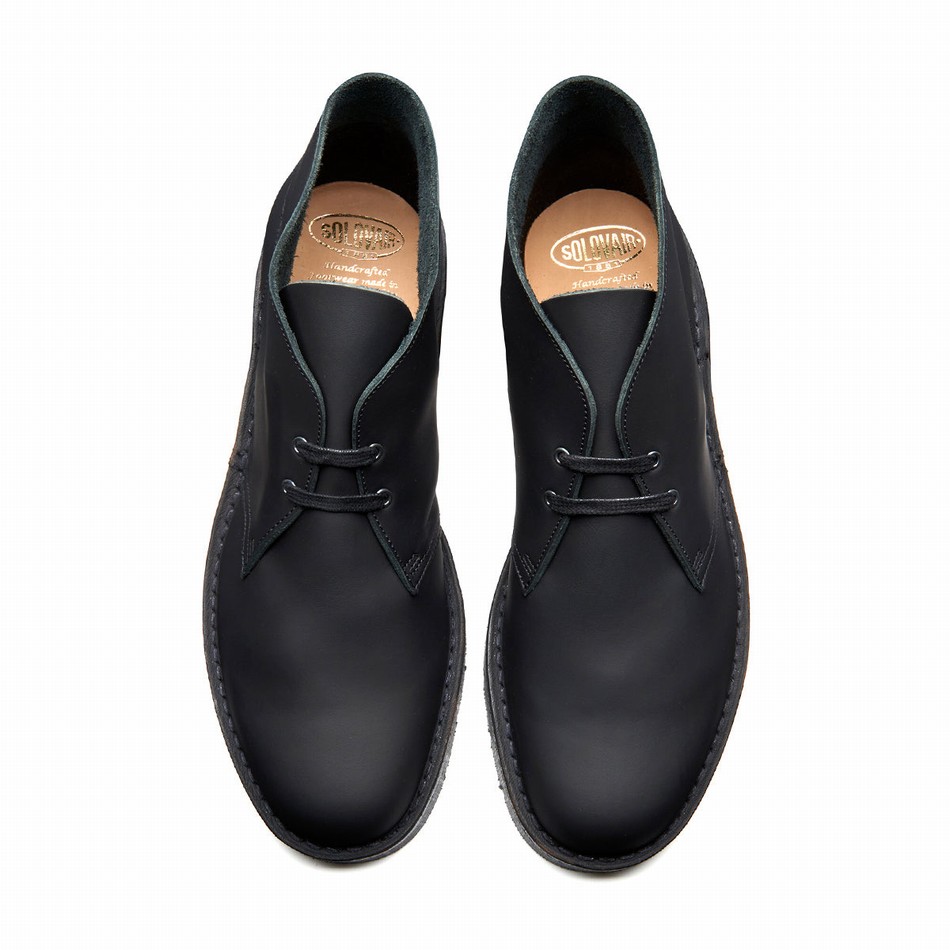 Solovair Waxy Uomo Stivali Chukka Nere | 103-357-060
