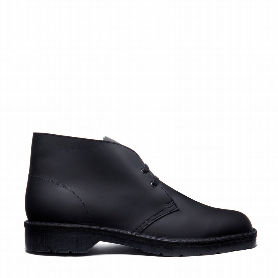 Solovair Waxy Uomo Stivali Chukka Nere | 103-357-060